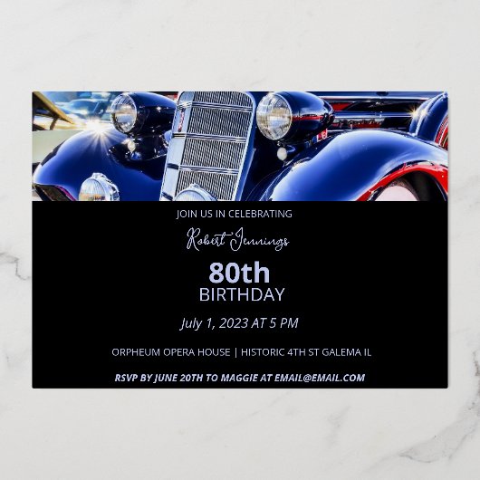 Klassieke thuisdag 1930 folie uitnodiging (Achterkant)