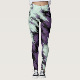 Klassieke Tie Dye Blauwe Paarse Zwarte Abstracte P Leggings