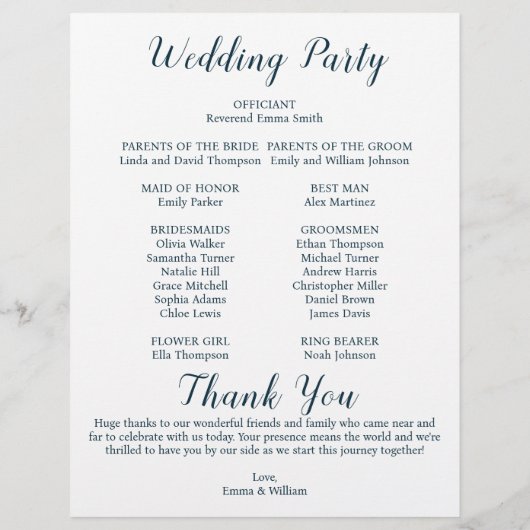 Klassieke tijdlijn bruiloft programma (Achterkant)