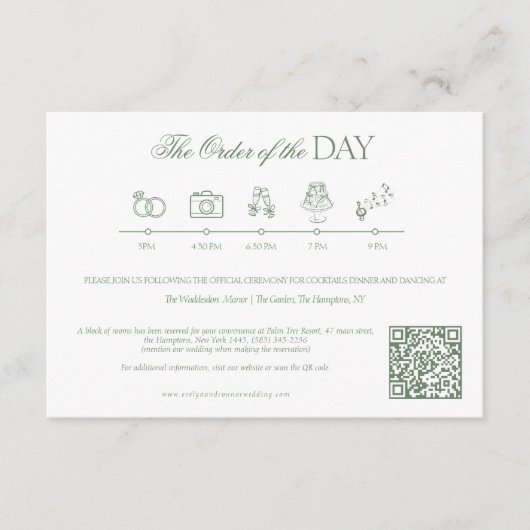 Klassieke Tijdlijn Monogram Crest Wedding Informatiekaartje (Voorkant)