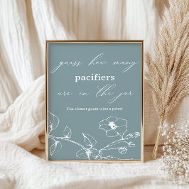 Klassieke tijdloze bloemige babyshower raadspel poster