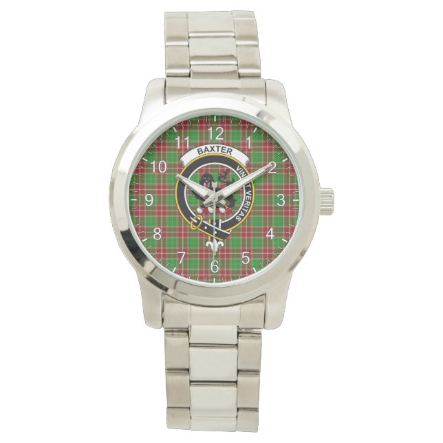 Klassieke tijdloze cannen Baxter Modern Tartan Bad Horloge (Voorkant)