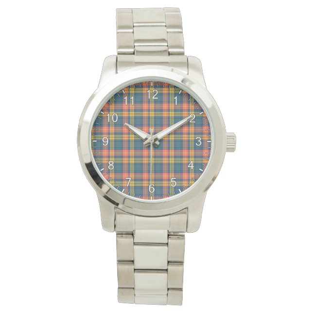 Klassieke tijdloze cannen Buchanan Ancient Tartan Horloge (Voorkant)