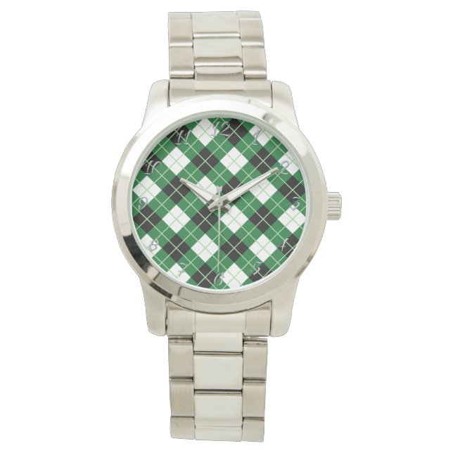 Klassieke Tijdloze Clan Argyle Diagonale Diamant T Horloge (Voorkant)