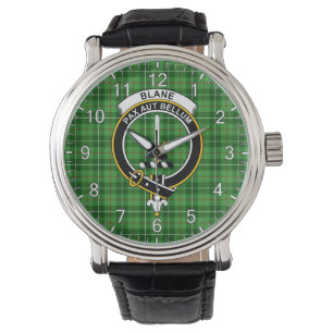 Klassieke Tijdloze Clan Blane Tartan Badge Plaid G Horloge