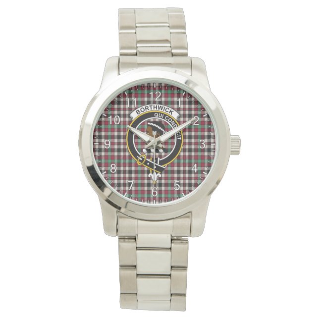 Klassieke Tijdloze Clan Borthwick Oude Tartan Slec Horloge (Voorkant)
