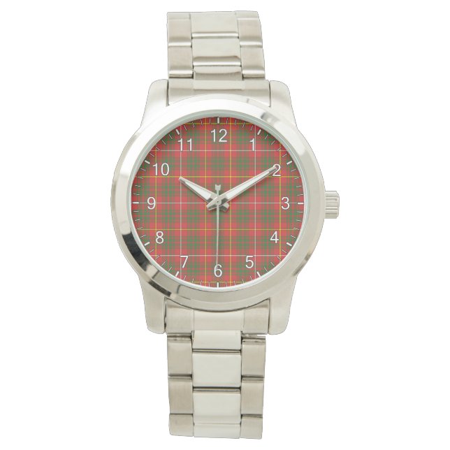 Klassieke tijdloze Clan Bruce Tartan Plaid Cadeau Horloge (Voorkant)