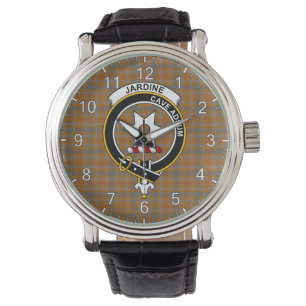 Klassieke Tijdloze Clan Jardine Tartan Badge Plaid Horloge