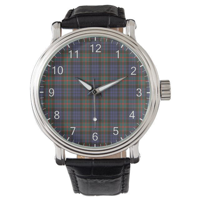 Klassieke tijdloze platenfabriek van Dunans Tartan Horloge (Voorkant)