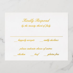 Klassieke Tijdloze Trouw RSVP Folie Uitnodiging Briefkaart