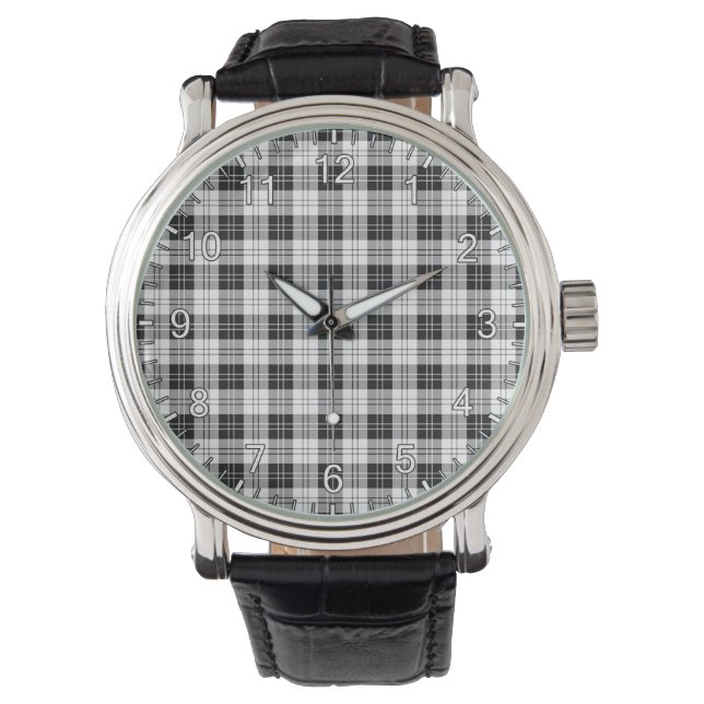 Klassieke Timeless Clan Erskine Black en White Tar Horloge (Voorkant)