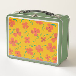 Klassieke Tin Lunchbox met Heldere Rood-Oranje Blo