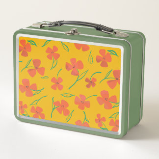Klassieke Tin Lunchbox met Heldere Rood-Oranje Blo