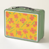 Klassieke Tin Lunchbox met Heldere Rood-Oranje Blo (Achterkant)