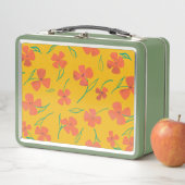 Klassieke Tin Lunchbox met Heldere Rood-Oranje Blo (In situ)