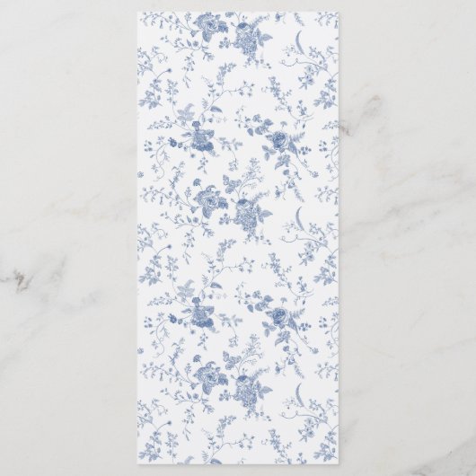 Klassieke Toile Blauw Bloemen Tafel Menu (Achterkant)