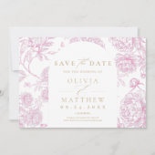 Klassieke Toile De Jouy Frans Save The Date (Voorkant)