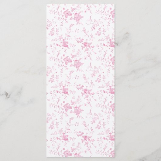 Klassieke Toile Roze Bloemen Tafel Menu (Achterkant)