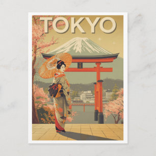 Klassieke Tokyo Kersenbloesem Fuji Briefkaart