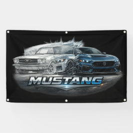 Klassieke tot Moderne Mustang Spierwagen Evolutie Spandoek