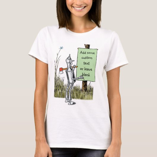 Klassieke tovenaar van Oz, Blikken Man leest bord T-shirt (Voorkant)
