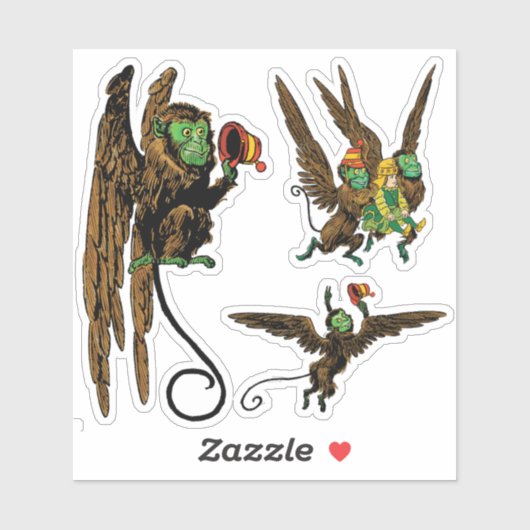 Klassieke Tovenaar van Oz, Dorothy en Vliegende Ap Sticker (Vel)