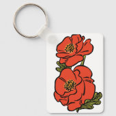 Klassieke tovenaar van Oz rode klaprozen in bloei  Sleutelhanger (Voorkant)