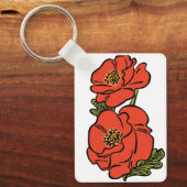 Klassieke tovenaar van Oz rode klaprozen in bloei  Sleutelhanger (Voorkant)