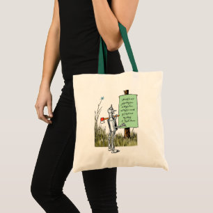 Klassieke tovenaar van Oz, Tinman leest bord Tote Bag