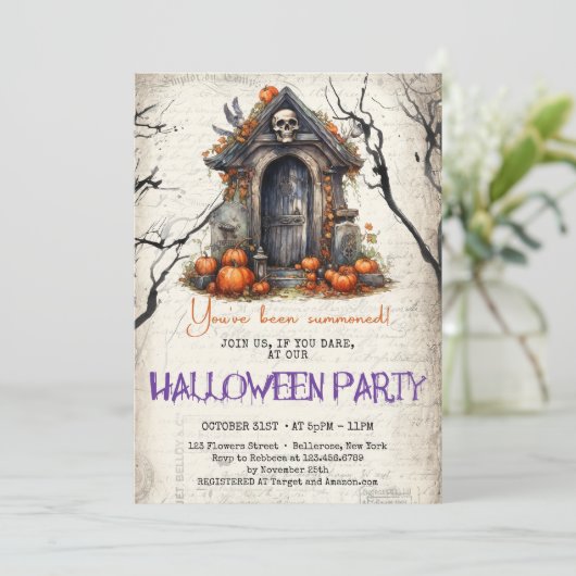  klassieke traditie eng Halloween huis Kaart (Staand voorkant)