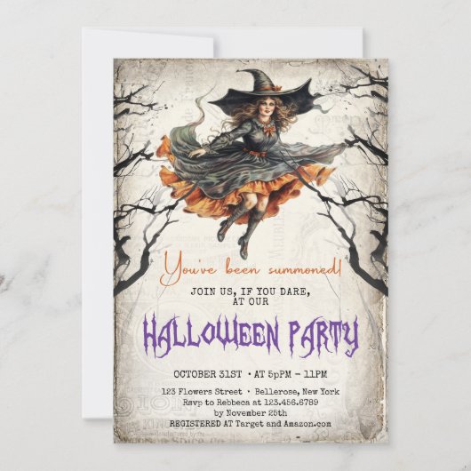  klassieke traditie waterverf enge heks kaart (Voorkant)