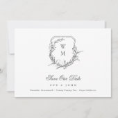 Klassieke traditionele blad monogram kuif save the date (Voorkant)