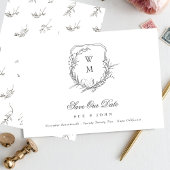 Klassieke traditionele blad monogram kuif save the date