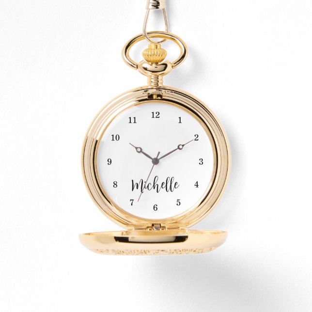 Klassieke traditionele elegante scripttypografie horloge (Voorkant)