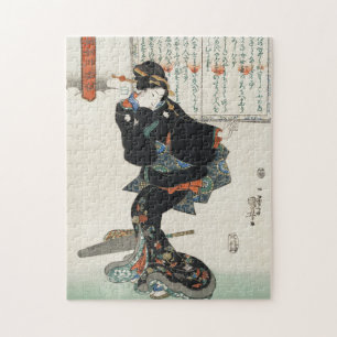 Klassieke traditionele Japanse vrouw met morele co Legpuzzel