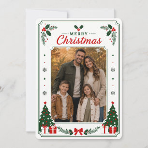 Klassieke traditionele kerstfamiliefotokaart bedankkaart