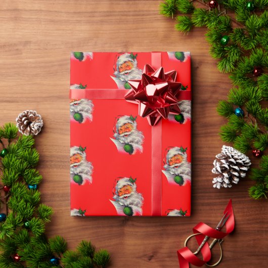 Klassieke traditionele Kerstman vintage retro Cadeaupapier (Feestdagen Geschenken)