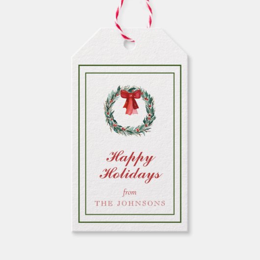 Klassieke traditionele kersttartanspleet cadeaulabel (Voorkant)