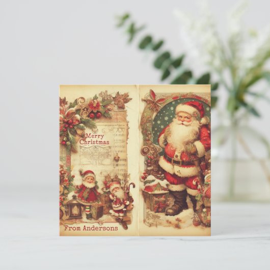 Klassieke traditionele retro illustratie Sinterkla Feestdagenkaart (Staand voorkant)