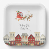 Klassieke traditionele waterverf familie kerst papieren bordje (Voorkant)