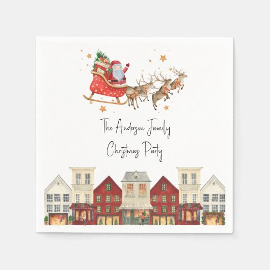 Klassieke traditionele waterverf familie kerst servet (Voorkant)