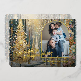 Klassieke Trendy Artistieke Winterwonderland Kunst Folie Feestdagenkaart