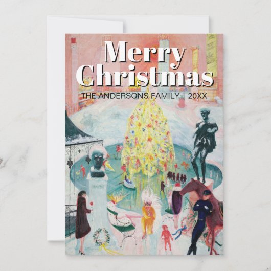 Klassieke Trendy Kunst Vrolijk Kerstfeest Stetthei Feestdagenkaart (Voorkant)