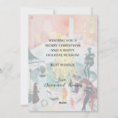 Klassieke Trendy Kunst Vrolijk Kerstfeest Stetthei Feestdagenkaart (Achterkant)