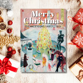 Klassieke Trendy Kunst Vrolijk Kerstfeest Stetthei Feestdagenkaart