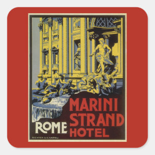 Klassieke Trevi-fontein, Marini Strand Hotel, Rome Vierkante Sticker
