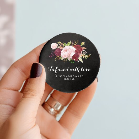 Klassieke Tropical Black doordrenkt met liefde bru Bedankjes Labels