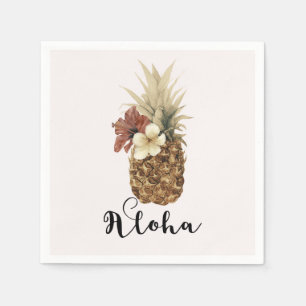 Klassieke Tropische Ananas Hibiscus Bloemige Bruil Servet
