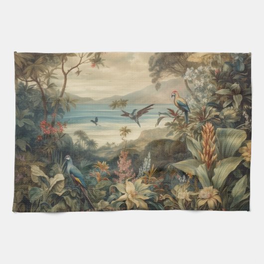 Klassieke Tropische Botanische Kunst | Luxe Ontwer Theedoek (Horizontaal)