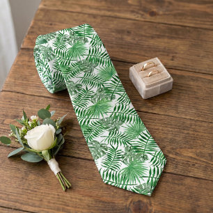 Klassieke tropische groene palmboombladeren zomer  stropdas